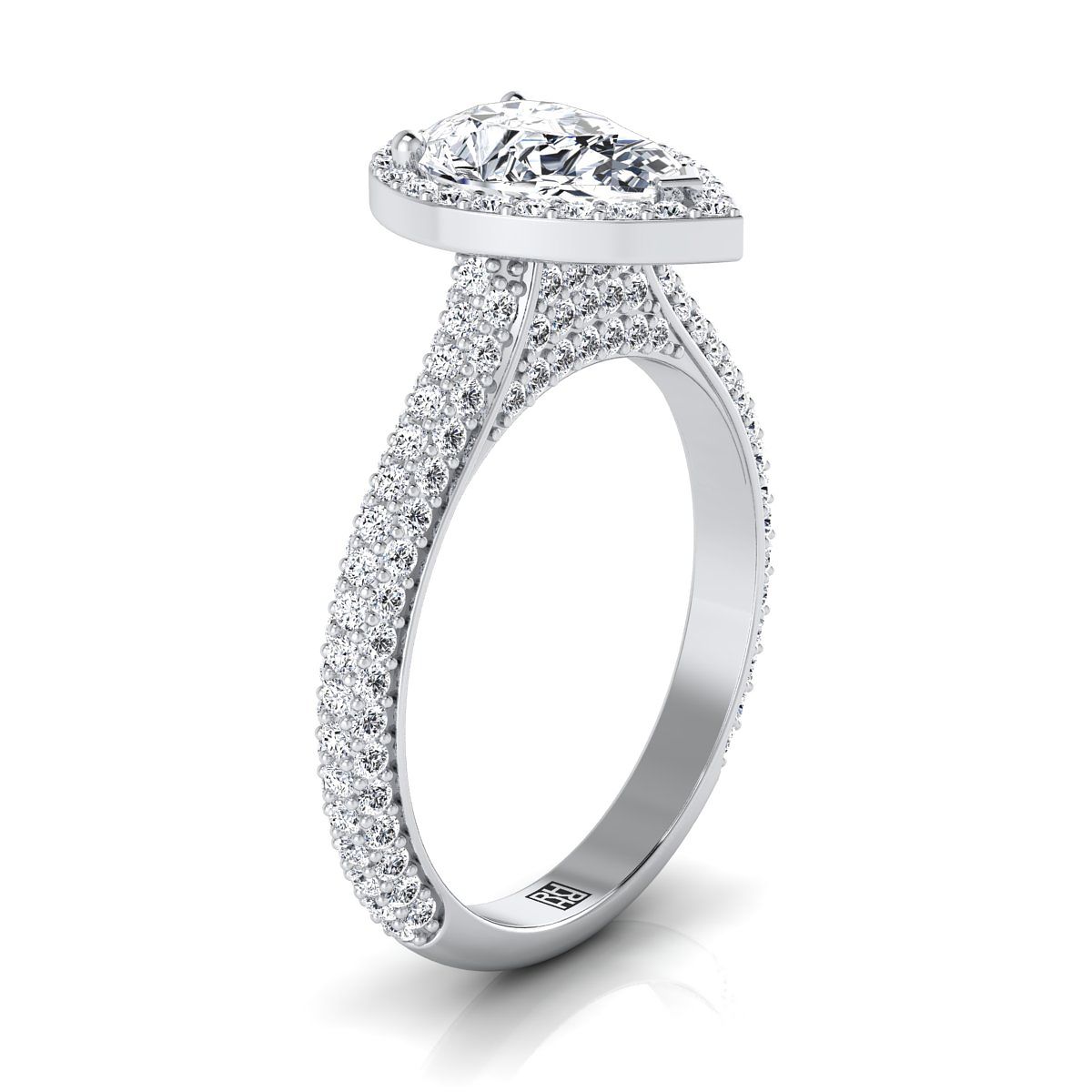 Select Halo styling on The Ella pear engagement ring setting | RockHer