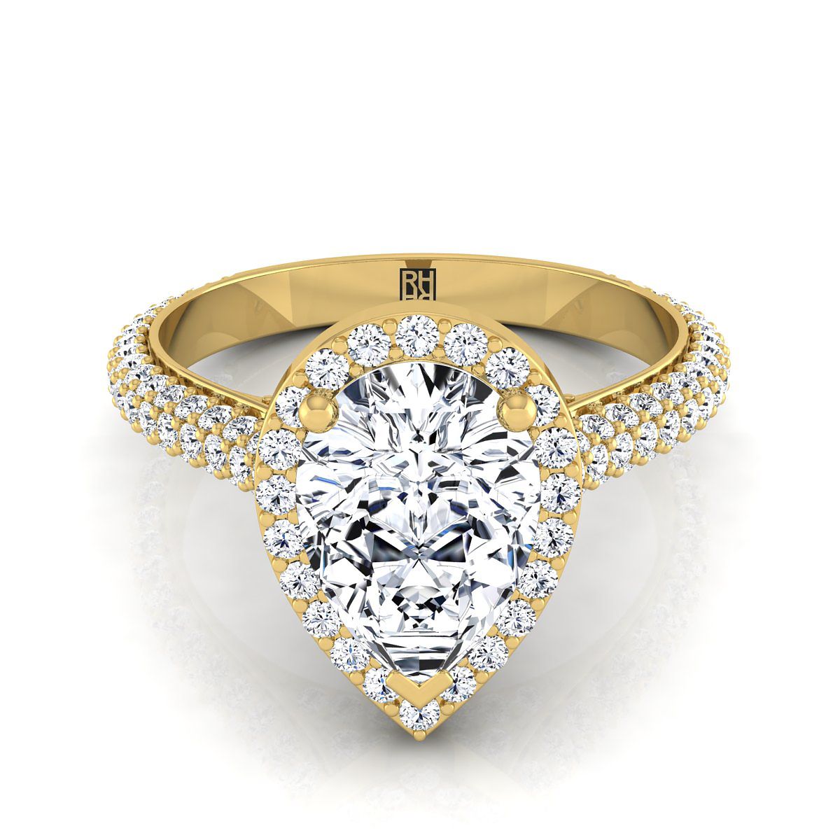 The Ella pear engagement ring setting in 18K Yellow Gold | RockHer