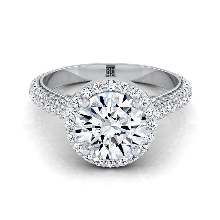 Round Brilliant, Micro-Pavé Triple Row Halo, in Platinum, pave setting | RockHer