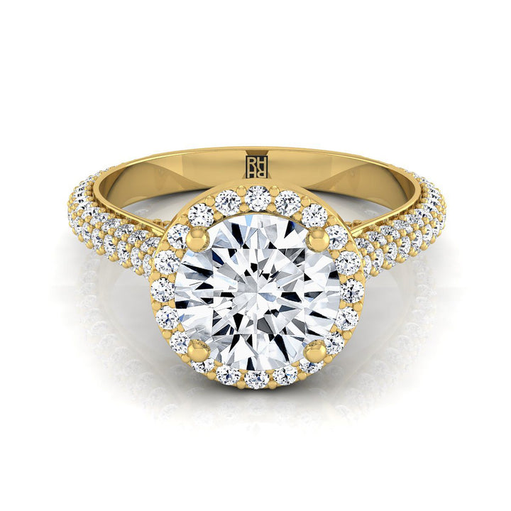 Ella Select Halo Round Lab Diamond Engagement Ring in 18K Yellow Gold | RockHer