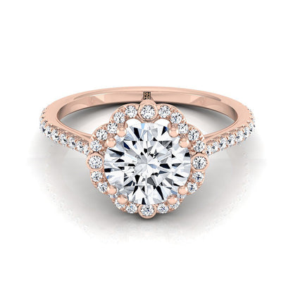 Florence Select Vintage Scalloped Halo Round Lab Diamond Engagement Ring in 14K Rose Gold | RockHer