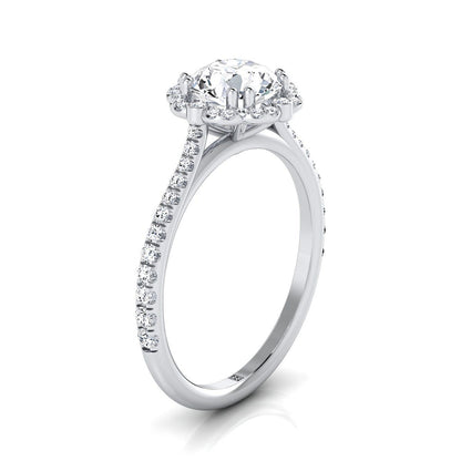 Florence Select vintage scalloped halo round ring in 14K White Gold — view — RockHer