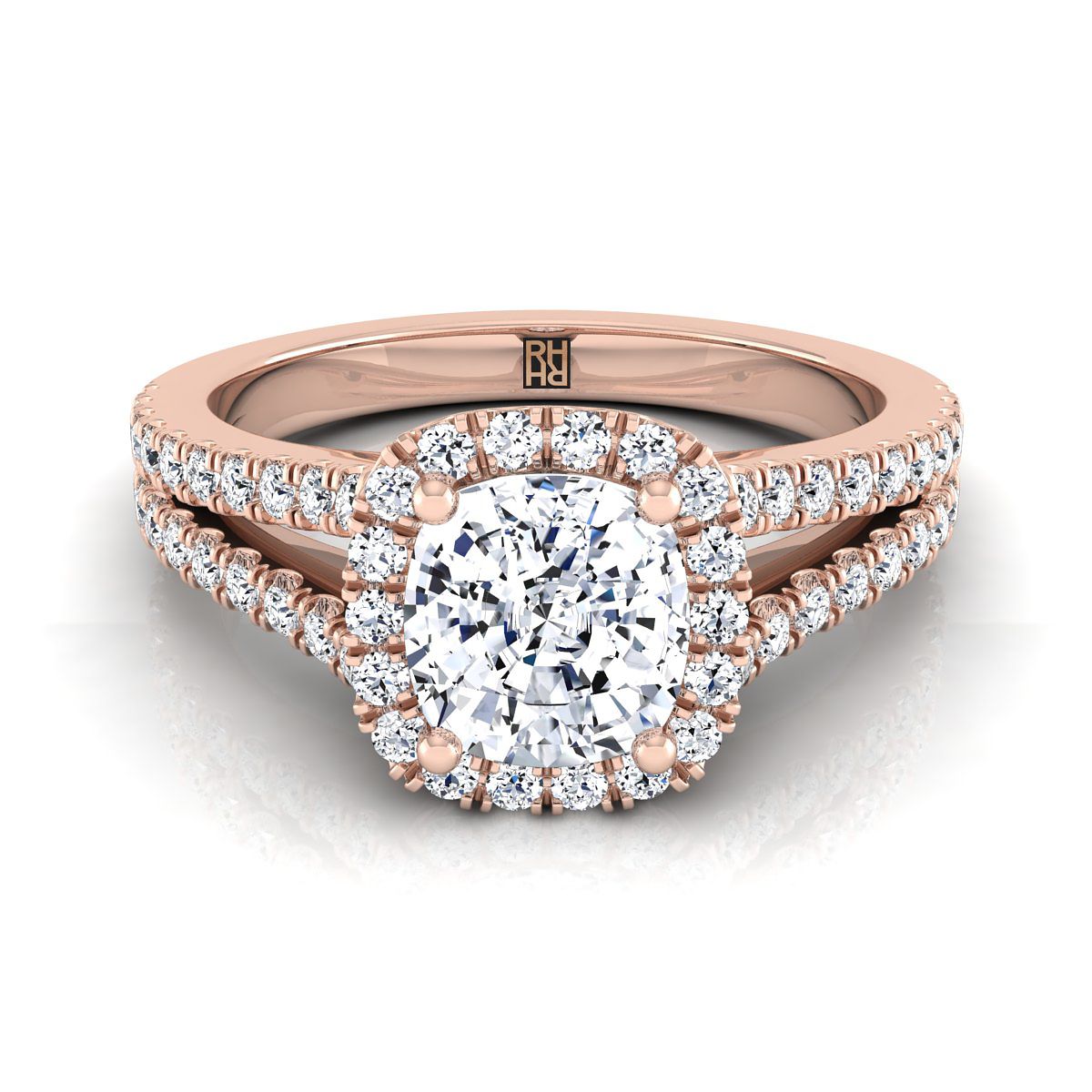 The Aretha cushion engagement ring setting in 14K Rose Gold | RockHer