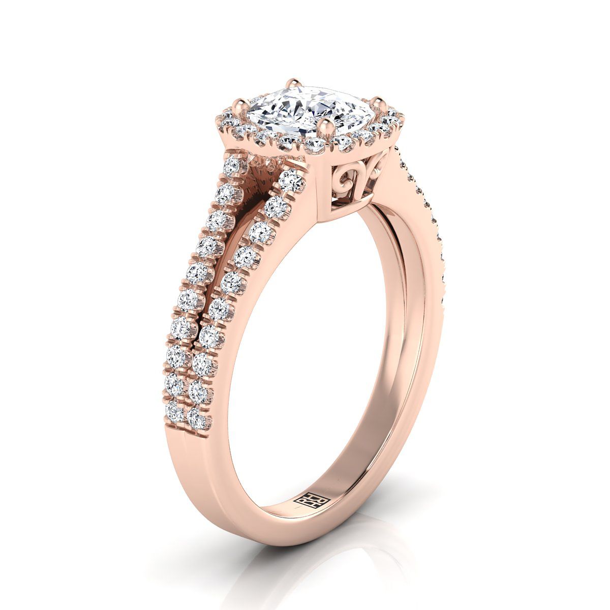 Select Halo Cut styling on The Aretha cushion engagement ring setting | RockHer