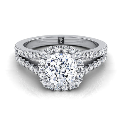 Aretha Select Halo Cushion Cut Lab Diamond Engagement Ring in Platinum | RockHer