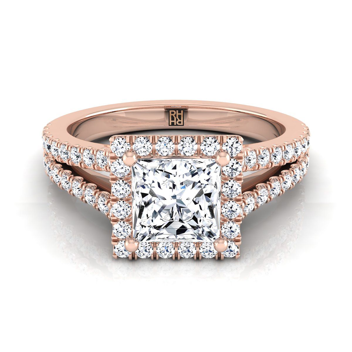 The Aretha princess engagement ring setting in 14K Rose Gold | RockHer