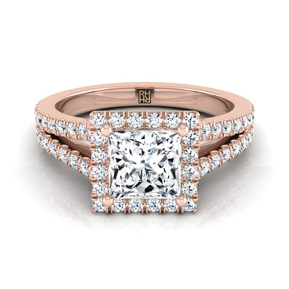 The Aretha Select Halo Engagement Ring with Lab Diamond in 14K Rose Gold - view 1