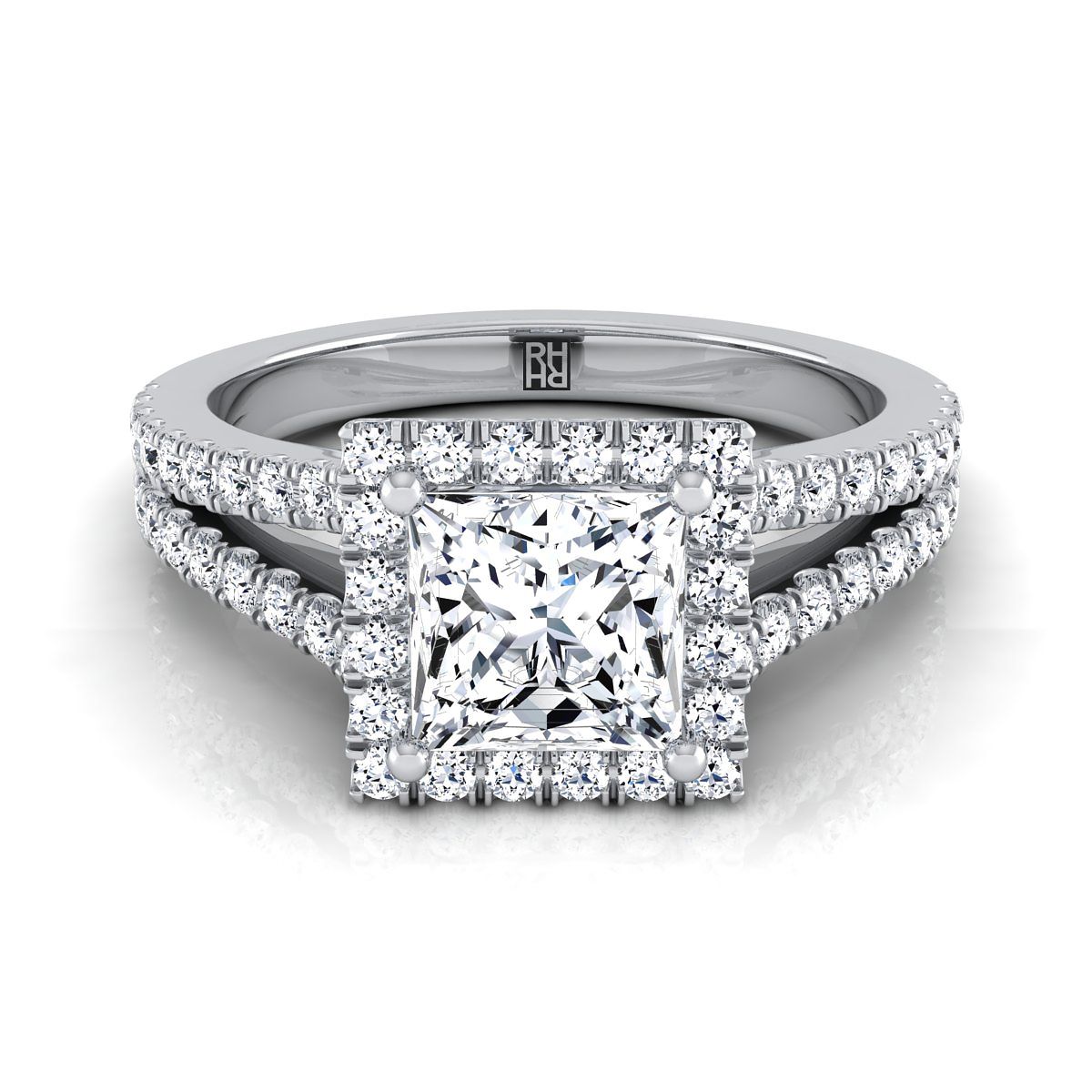 The Aretha princess engagement ring setting in 18K White Gold | RockHer