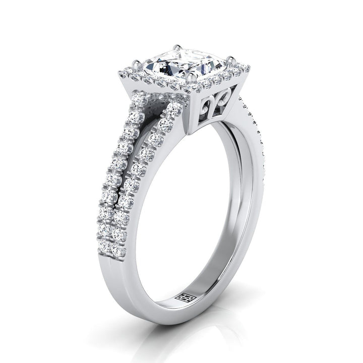 The Aretha Select Halo Engagement Ring with Lab Diamond in 18K White Gold - view 2