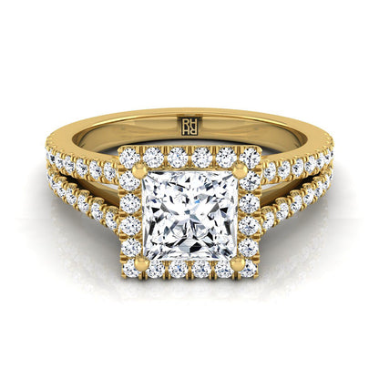 The Aretha Select Halo Engagement Ring with Lab Diamond in 18K Yellow Gold - view 1