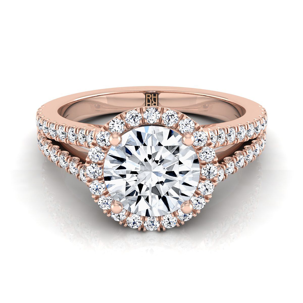 The Aretha round engagement ring setting in 14K Rose Gold | RockHer