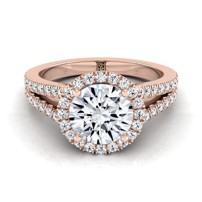 The Aretha Select Halo Engagement Ring with Lab Diamond in 14K Rose Gold - view 1