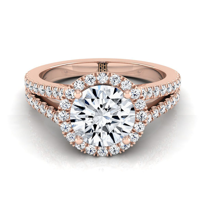 The Aretha Select Halo Engagement Ring with Lab Diamond in 14K Rose Gold - view 1