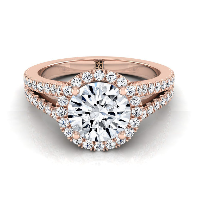The Aretha Select Halo Round Lab Diamond Engagement Ring in 14K Rose Gold