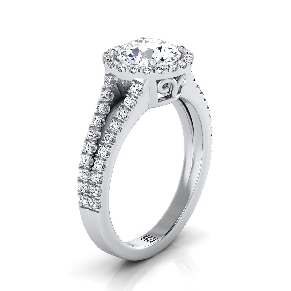 RockHer atelier photo of The Aretha round engagement ring setting in 18K White Gold