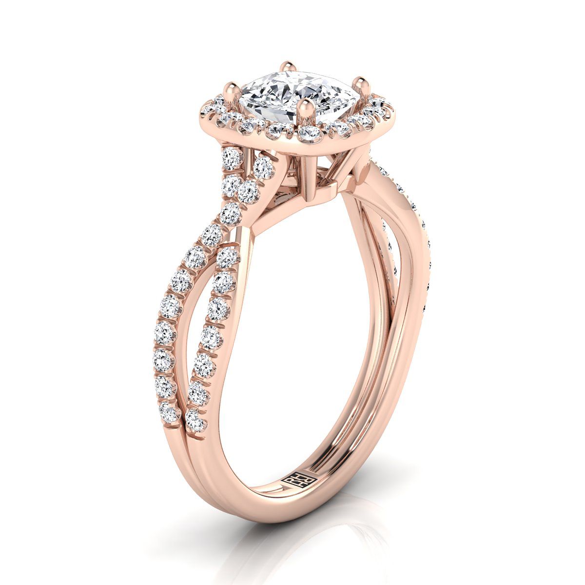 Select Halo Cut styling on The Audra cushion engagement ring setting | RockHer