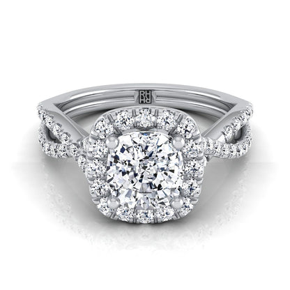 Audra Select Halo Cushion Cut Lab Diamond Engagement Ring in 18K White Gold | RockHer