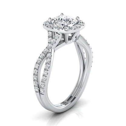 Audra Select Halo Cushion Cut Lab Diamond Engagement Ring in 18K White Gold | RockHer