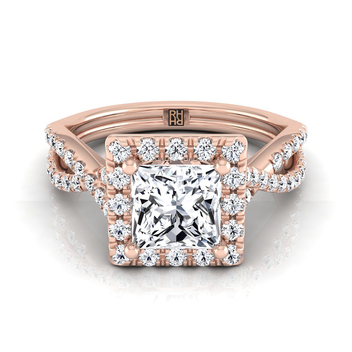The Audra princess engagement ring setting in 14K Rose Gold | RockHer