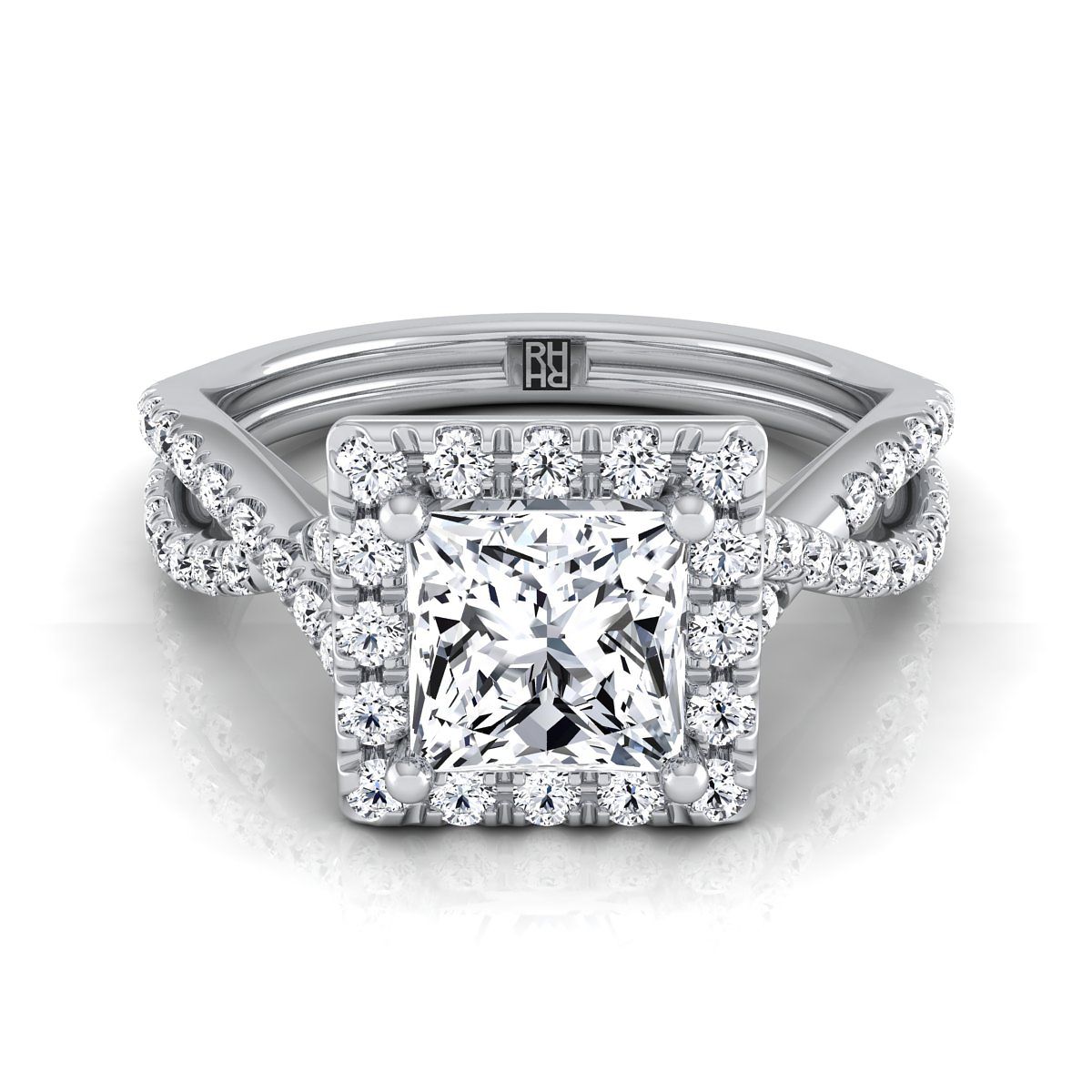The Audra princess engagement ring setting in Platinum | RockHer