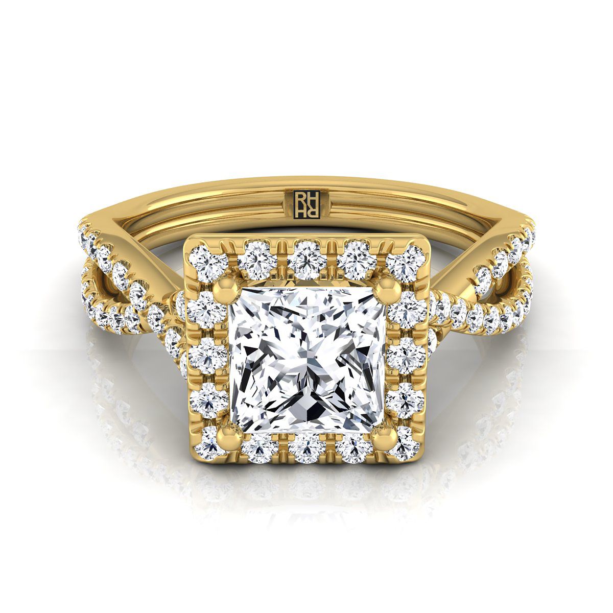 The Audra princess engagement ring setting in 18K Yellow Gold | RockHer