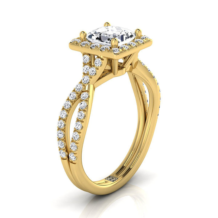The Audra Select Halo Engagement Ring with Lab Diamond in 18K Yellow Gold - view 2
