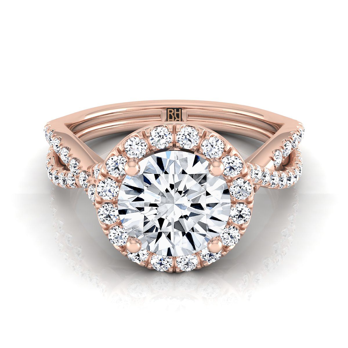 The Audra round engagement ring setting in 14K Rose Gold | RockHer
