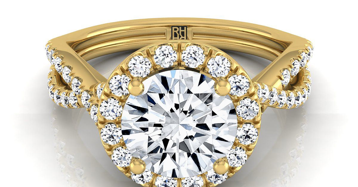 Audra Twisted Scalloped Pavé Halo | 14K Yellow Gold | RockHer