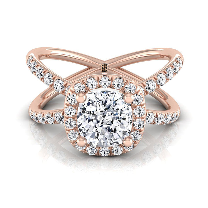 The Joan Select Halo Engagement Ring with Lab Diamond in 14K Rose Gold - view 1