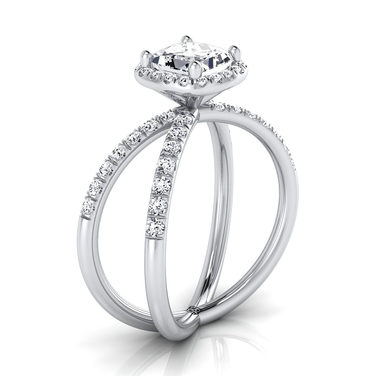 Select Crossover Pavé Halo styling on The Joan princess engagement ring setting | RockHer
