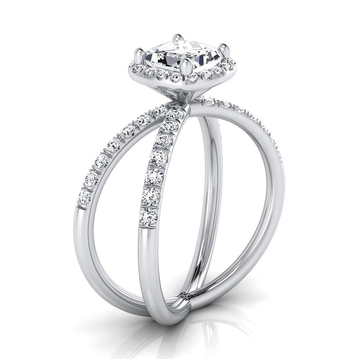 The Joan Select Halo Engagement Ring with Lab Diamond in 18K White Gold - view 2