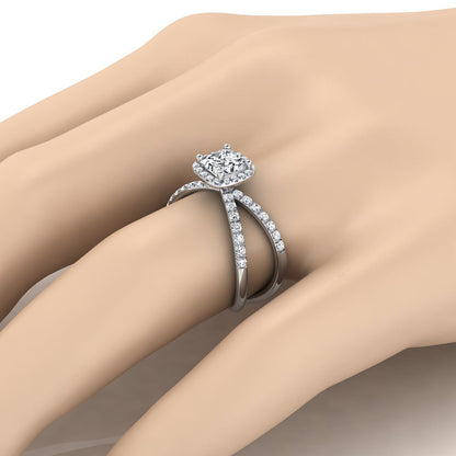 The Joan Select Halo Engagement Ring with Lab Diamond in Platinum - view 3