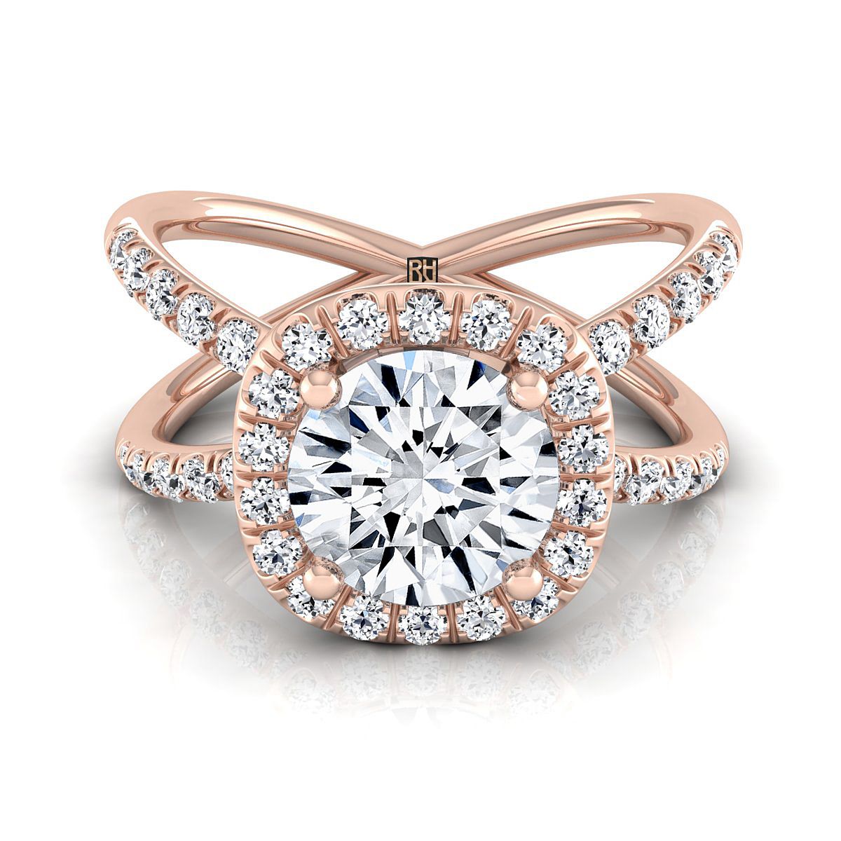 The Joan round engagement ring setting in 14K Rose Gold | RockHer