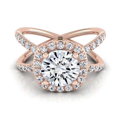 The Joan Select Halo Engagement Ring with Lab Diamond in 14K Rose Gold - view 1