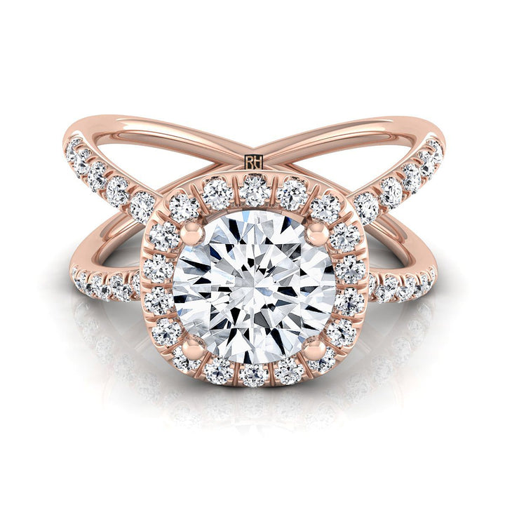 The Joan Select Halo Engagement Ring with Lab Diamond in 14K Rose Gold - view 1
