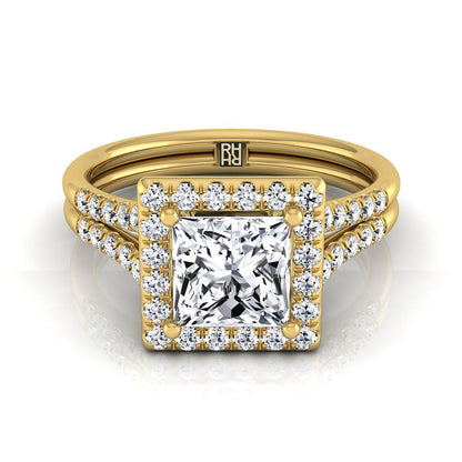 The Toni Select Halo Engagement Ring with Lab Diamond in 18K Yellow Gold - view 1
