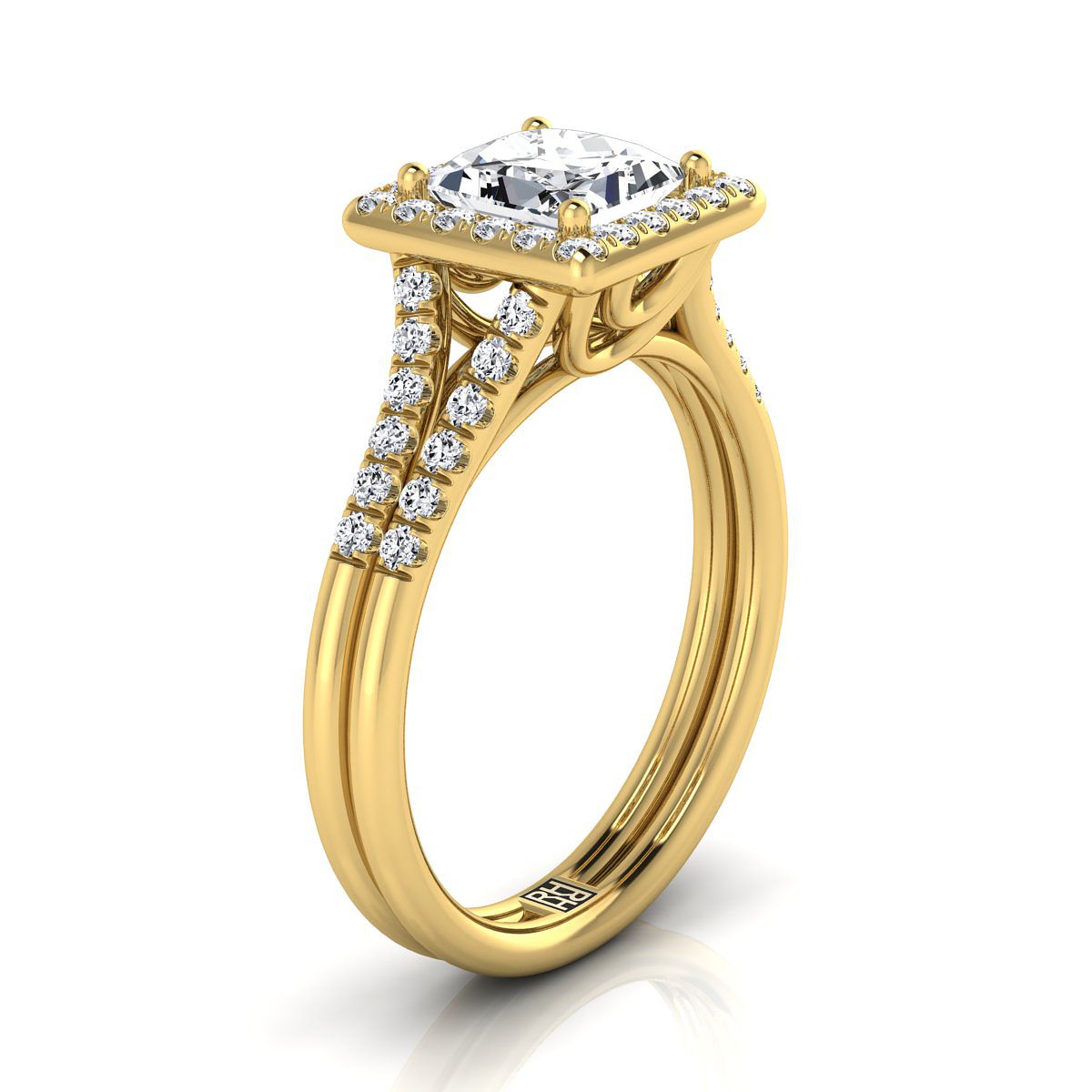 The Toni Select Halo Engagement Ring with Lab Diamond in 18K Yellow Gold - view 2