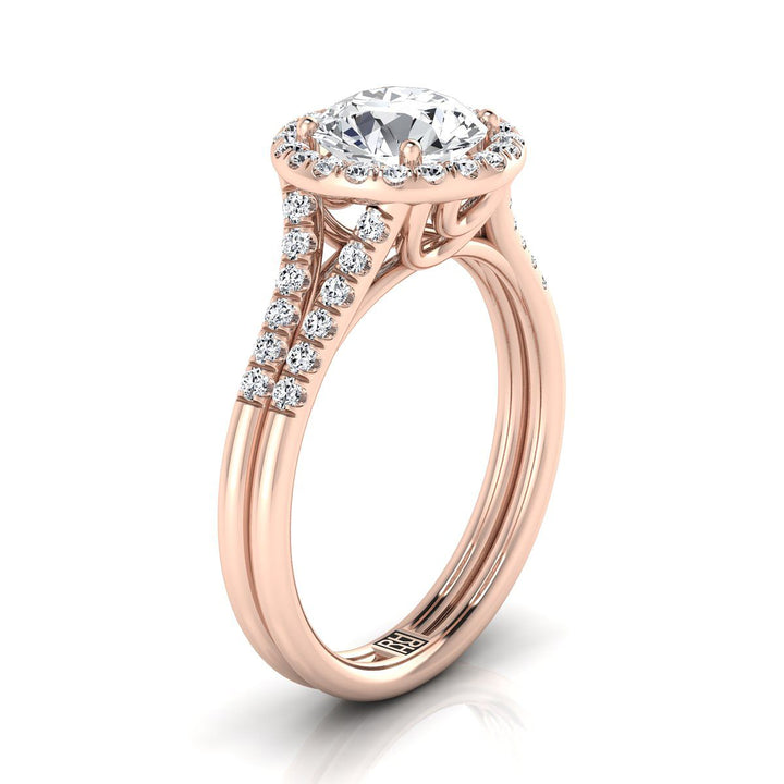 The Toni Select Halo Engagement Ring with Lab Diamond in 14K Rose Gold - view 2