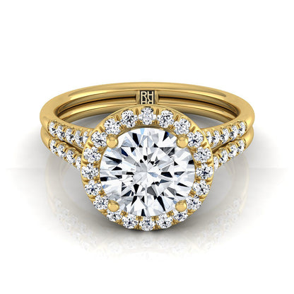 The Toni Select Halo Engagement Ring with Lab Diamond in 18K Yellow Gold - view 1
