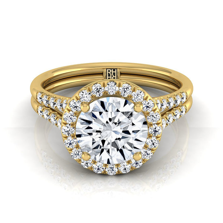 The Toni Select Halo Round Lab Diamond Engagement Ring in 18K Yellow Gold