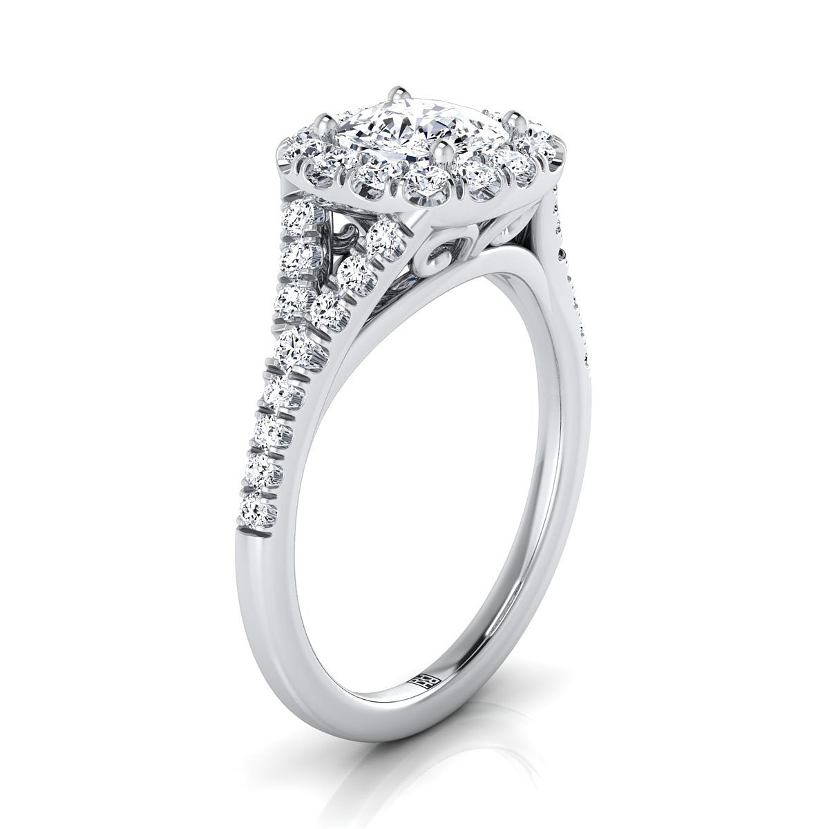 RockHer atelier photo of The Billie cushion engagement ring setting in Platinum