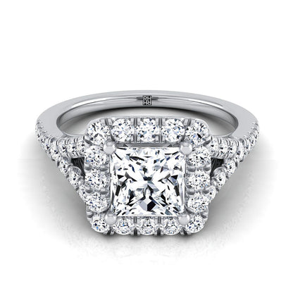 The Billie Select Halo Engagement Ring with Lab Diamond in 18K White Gold - view 1