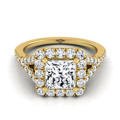 The Billie Select Halo Engagement Ring with Lab Diamond in 18K Yellow Gold - view 1