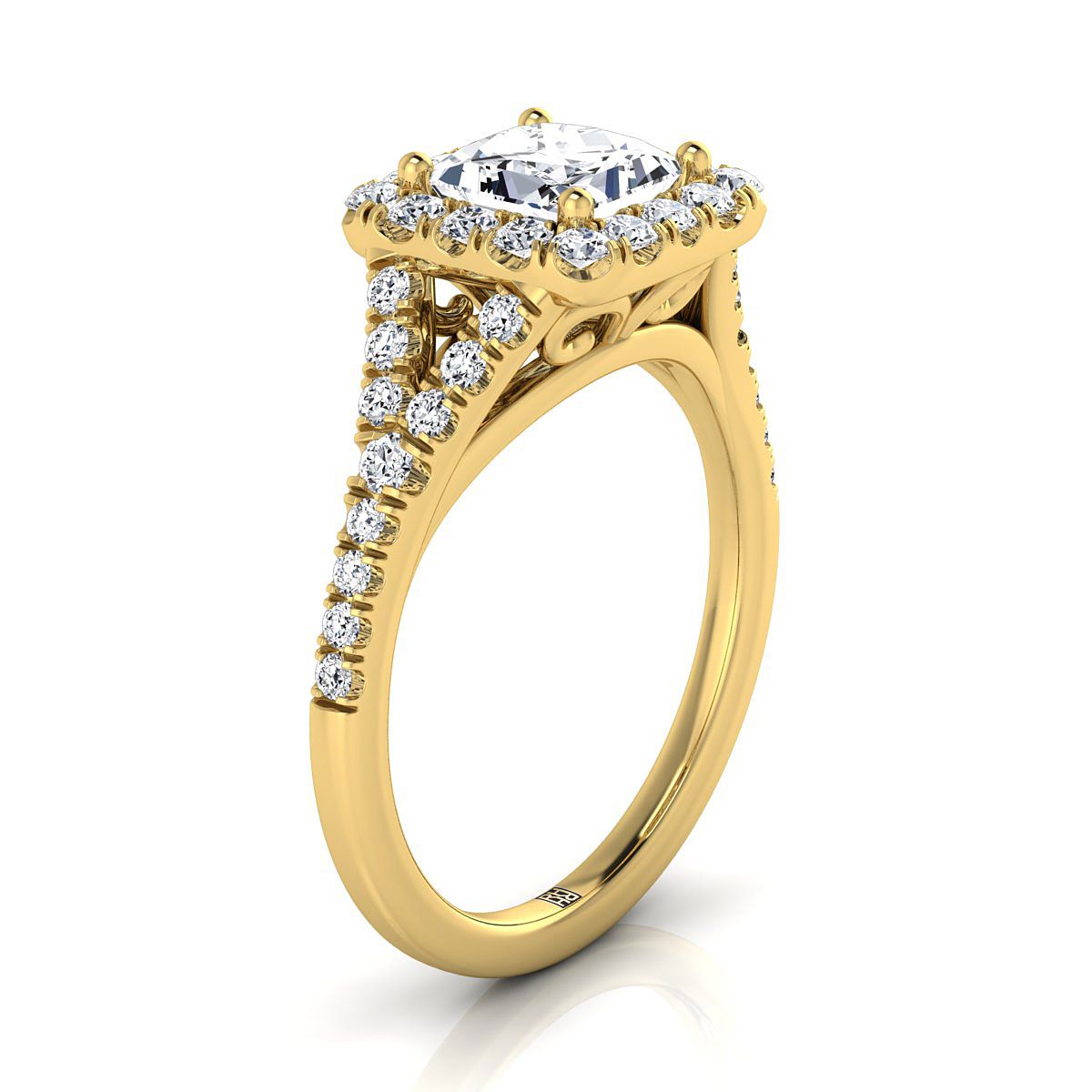 The Billie Select Halo Engagement Ring with Lab Diamond in 18K Yellow Gold - view 2