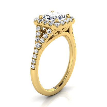 The Billie Select Halo Engagement Ring with Lab Diamond in 18K Yellow Gold - view 2