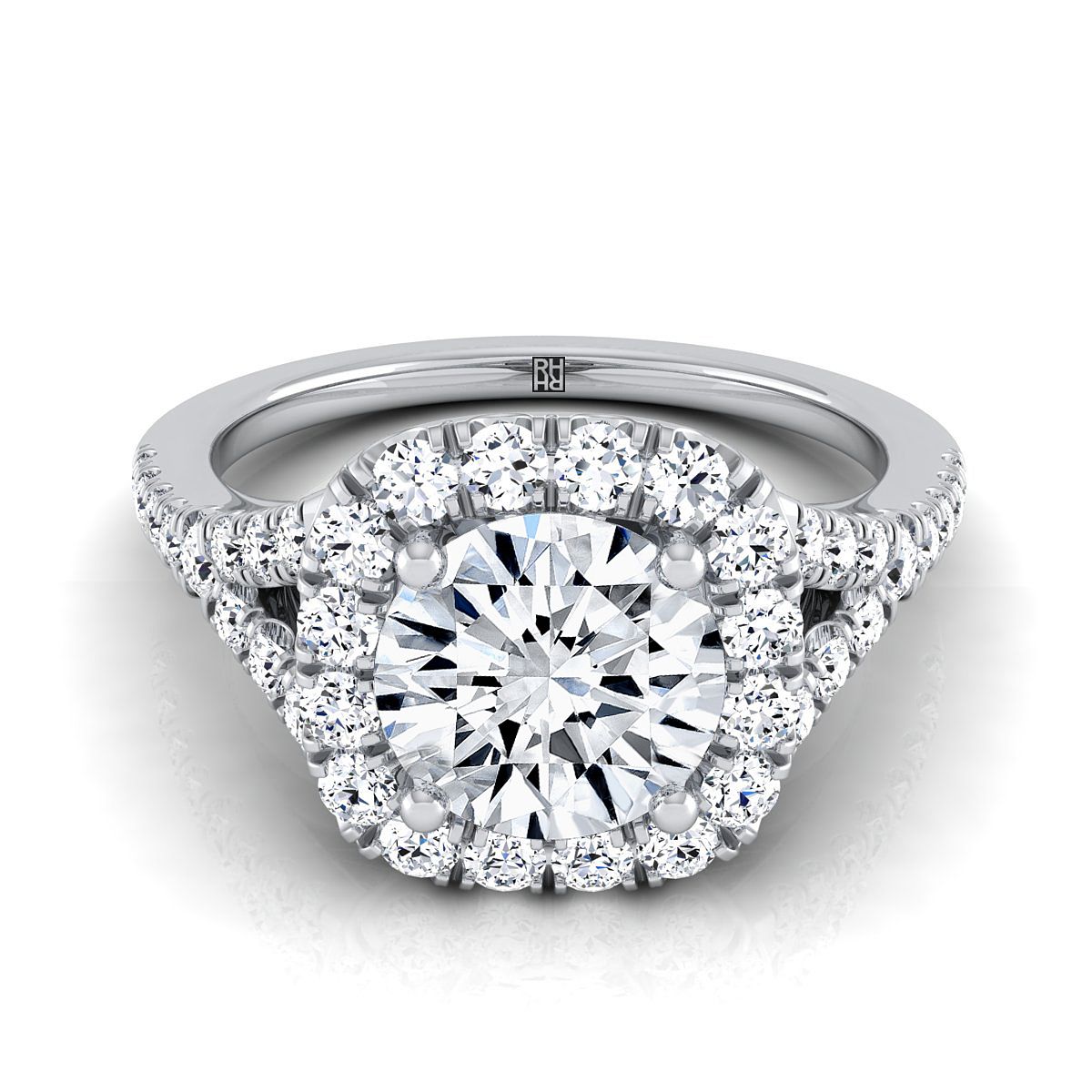 The Billie round engagement ring setting in Platinum | RockHer