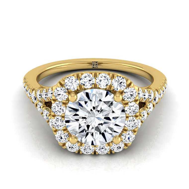 The Billie Select Halo Round Lab Diamond Engagement Ring in 18K Yellow Gold