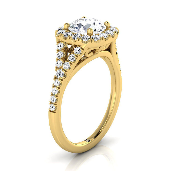 The Billie Select Halo Engagement Ring with Lab Diamond in 18K Yellow Gold - view 2