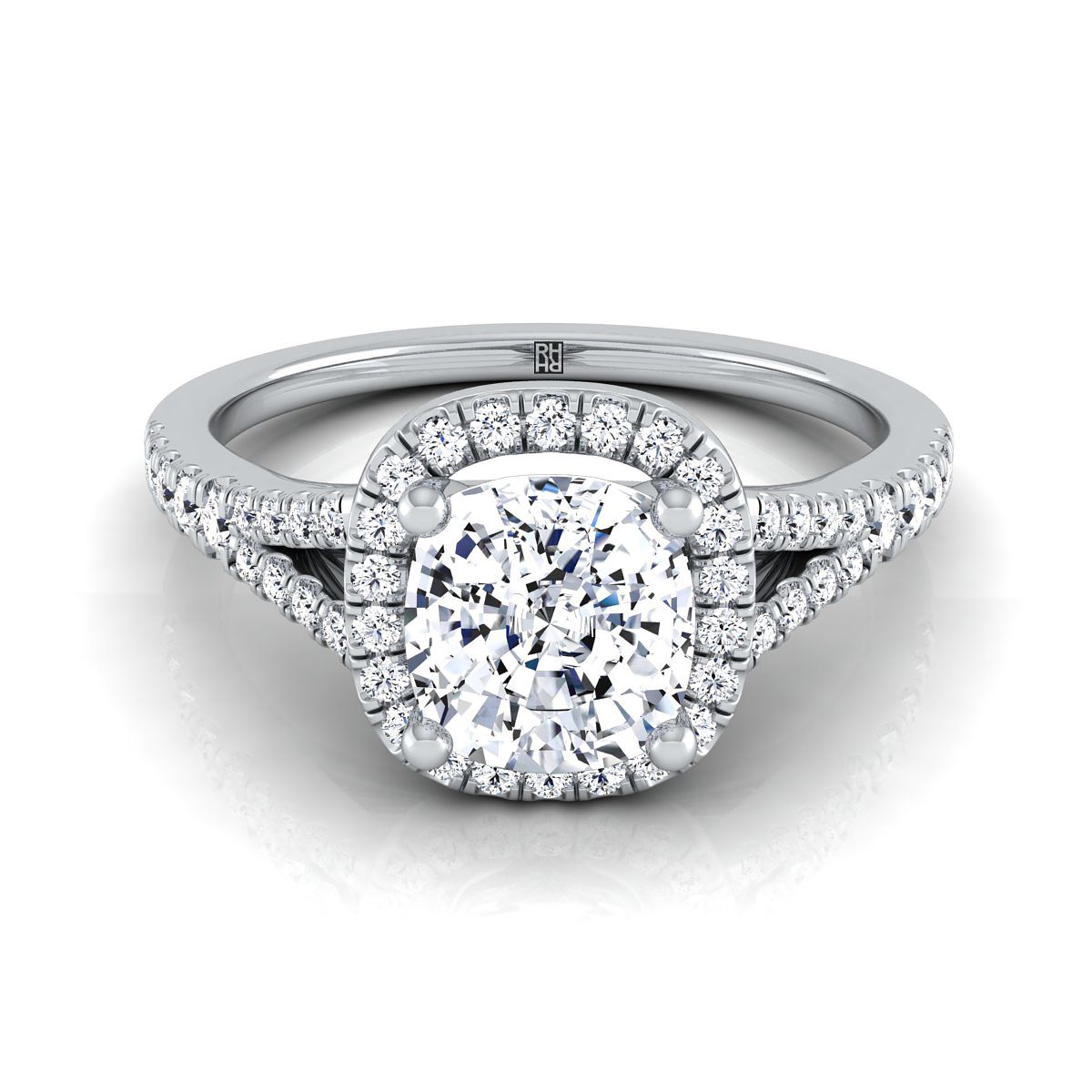 The Vega cushion engagement ring setting in 18K White Gold | RockHer