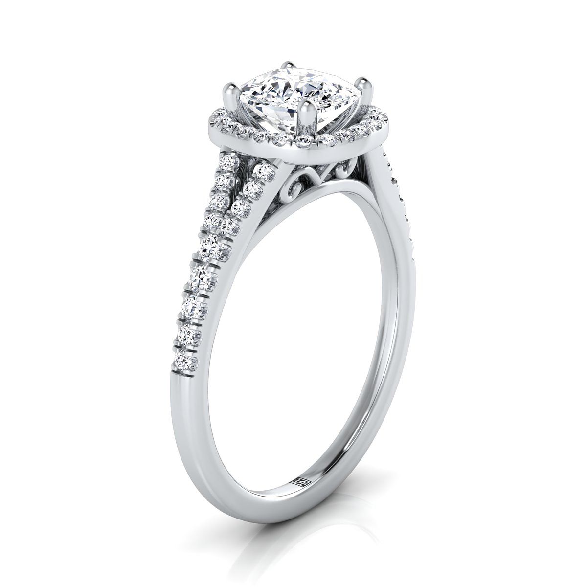 Select Halo Cut styling on The Vega cushion engagement ring setting | RockHer